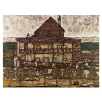 Obrazová reprodukce The House with the Single Roof, Egon Schiele, 40 × 30 cm