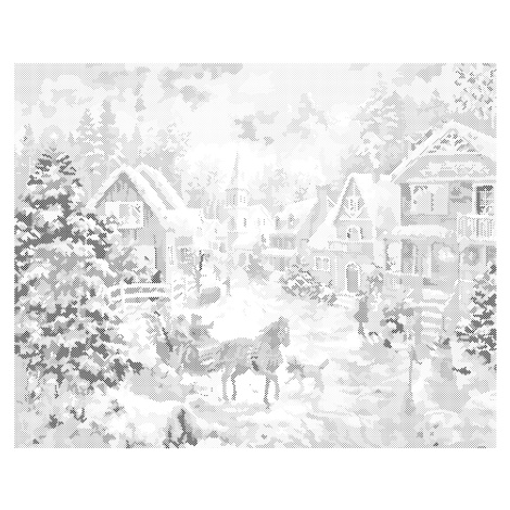 Tečkování - VÁNOCE V MALEBNÉ VESNIČCE Rozměr: 80x100 cm, Rámování: vypnuté plátno na rám