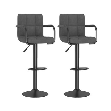 Shumee Barové židle 2 ks tmavě šedé samet, 334660