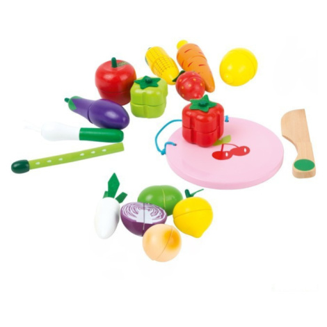 Krájení - Dřevěný set ovoce a zelenina v kyblíku (Small foot) Legler