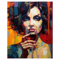 Obrazy na stěnu - Cílevědomá žena s vínem Rozměr: 40x50 cm, Rámování: bez rámu a bez vypnutí plá