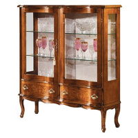 Estila Luxusní klasická dvoudveřová nízká vitrína Clasica se dvěma šuplíky s rustikálním zdobení