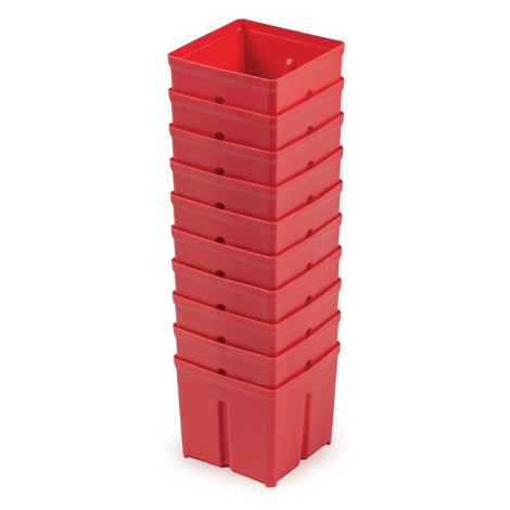 Prosperplast Sada 10 plastových boxů na nářadí TIGER BOX 10,5x10,5x9,7 cm červená
