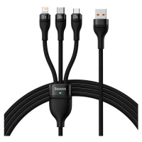Kabel 3in1 USB cable Baseus Flash Series, USB-C + micro USB + Lightning, 100W, 1.2m (black)
