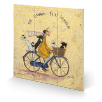 Dřevěný obraz Sam Toft - The Doggie Taxi Service, 30 × 30 cm