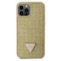 Guess Rhinestones Triangle Metal Logo kryt pro iPhone 12/12 Pro zlatý