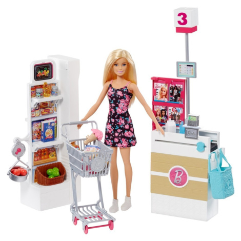 Barbie supermarket herní set, mattel frp01