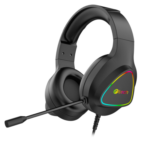 Herní sluchátka C-TECH Midas (GHS-17BK), casual gaming, RGB podsvícení, černá