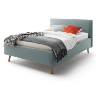 Modrošedá čalouněná dvoulůžková postel s úložným prostorem s roštem 140x200 cm Mattis – Meise Mö