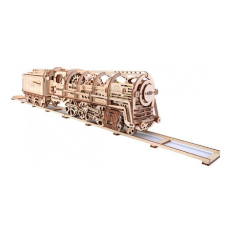 Ugears 3D dřevěné mechanické puzzle Parní lokomotiva 4-6-0 s tendrem