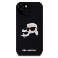 Zadní kryt Karl Lagerfeld Liquid Silicone Double Heads Magsafe pro Apple iPhone 15 Pro Max, čern