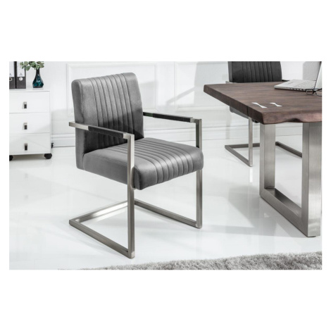 LuxD Konzolová židle Boss, šedý samet