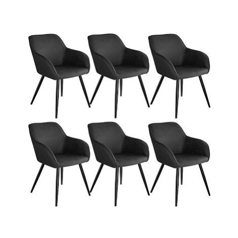 6× Židle Marilyn Stoff, antracit-černá tectake