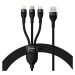 Kabel 3in1 USB cable Baseus Flash II Series, USB-C + micro USB + Lightning, 66W, 1.2m (Black)