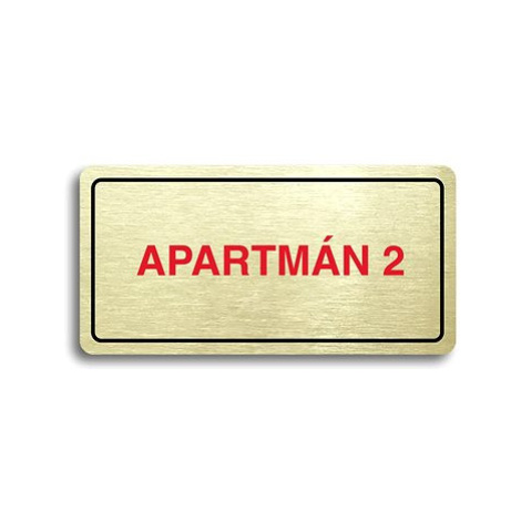 Accept Piktogram "APARTMÁN 2" (160 × 80 mm) (zlatá tabulka - barevný tisk)