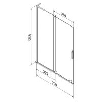 MEXEN/S Velar L dvoukřídlá posuvná vanová zástěna 70 x 150 cm, transparent, chrom 896-070-003-01