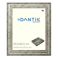 DANTIK rámeček 40 × 50, TRITON široký stříbrný plexi čiré