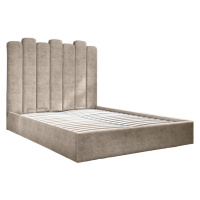 Béžová čalouněná dvoulůžková postel s úložným prostorem s roštem 140x200 cm Dreamy Aurora – Miuf