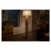 Estila Dřevěná Etno stojící lampa Adelise z teakového dřeva s šedým lněným stínítkem 134cm