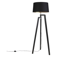 Stativ stojací lampy s bavlněným odstínem černý se zlatem 50 cm - Puros