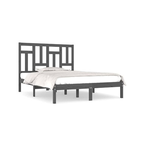 Rám postele šedý masivní borovice 200 × 200 cm, 3104565 SHUMEE