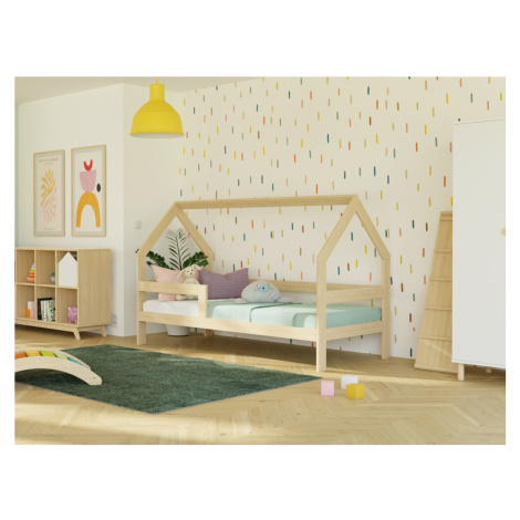 Benlemi Dětská dřevěná postel domeček SAFE 3v1 se zábranou Zvolte barvu: Světle modrá, Zvolte ro