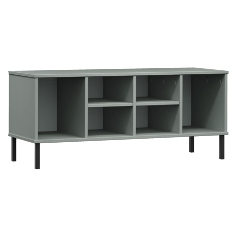 vidaXL Botník s kovovými nohami šedý 106x35x45 cm masivní dřevo OSLO