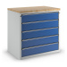 ANKE Skříňka pro pult pro výdej materiálu a nástrojů, 5 zásuvek 180 mm, šedá / modrá