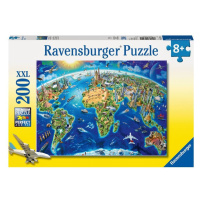 Puzzle Velká mapa světa/200 dílků