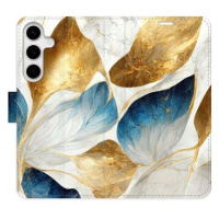 iSaprio flip pouzdro GoldBlue Leaves pro Samsung Galaxy S24+