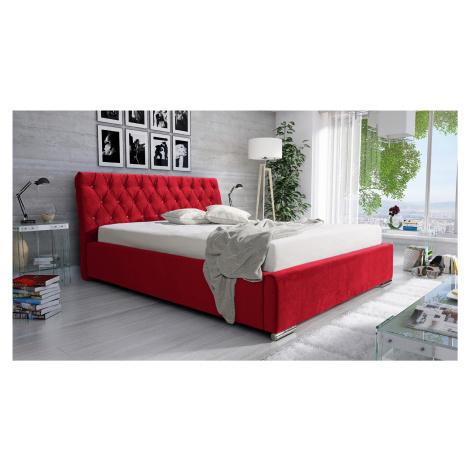 Eka Čalouněná postel Luxurious 140x200 cm Barva látky Trinity: (2309) Červená, Úložný prostor: S