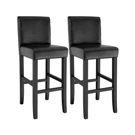 2 Barové židle dřevěné černé tectake