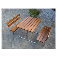 Sedací souprava, stůl a 2 lavičky, hnědá, celková d x h 1480 x 1700 mm