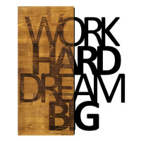 Wallity Nástěnná dřevěná dekorace WORK DREAM hnědá/černá