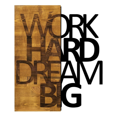 Wallity Nástěnná dřevěná dekorace WORK DREAM hnědá/černá