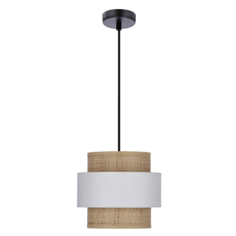 Závěsná lampa z ratanu, stínidlo E27, bílá+krémová CANDELLUX