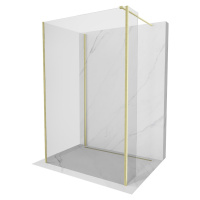 MEXEN/S Kioto Sprchová zástěna WALK-IN 125 x 95 x 40 cm, transparent, zlatá kartáčovaná 800-125-