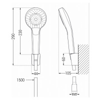 MEXEN/S Royo R05 Set umyvadlové a vanové baterie s příslušenstvím, černá 72203R05-70