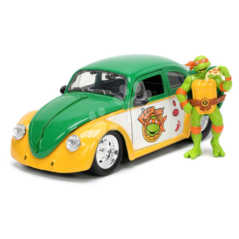 Autíčko Ninja želvy VW Drag Beetle 1959 Jada kovové s otevíracími dveřmi a figurkou Michelangela