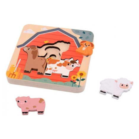 Jouéco dřevěné vícevrstvé puzzle Farma 7ks 18m+