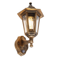 Klasické venkovní nástěnné svítidlo starožitné zlaté s pohybovým senzorem - New Haven