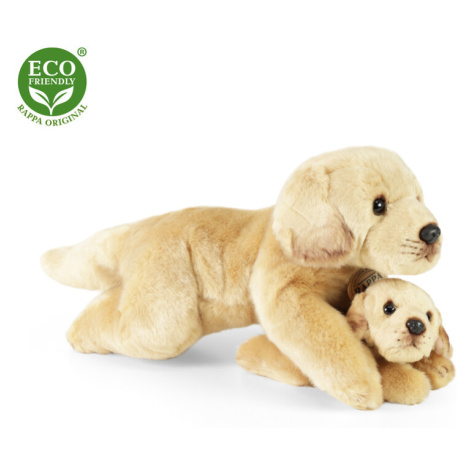 RAPPA - Plyšový pes labrador s mládětem ležící 25 cm ECO-FRIENDLY