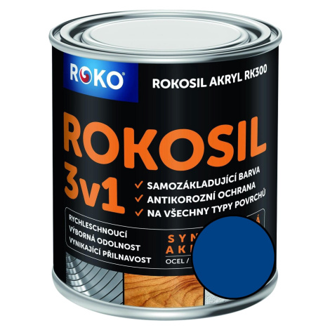 Barva samozákladující Rokosil akryl 3v1 RK 300 4550 modrá střední, 0,6 l ROKOSPOL