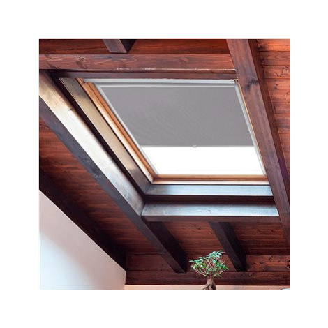 FOA Roleta Látková na střešní okna, Tmavá ocel, LE 139, Bílý profil, š 61,3 cm, v 79,3 cm