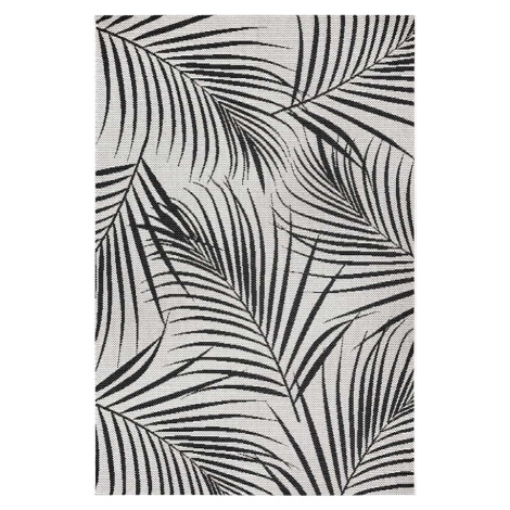 Černo-šedý venkovní koberec Ragami Flora, 80 x 150 cm