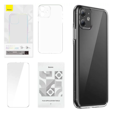 Kryt Case Baseus Crystal Series for iPhone 11 (clear) + tempered glass + cleaning kit (693217262