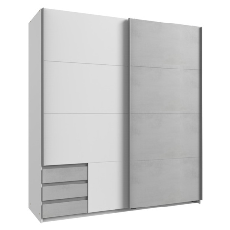 Šatní skříň ERICA šedá/bílá, šířka 179 cm