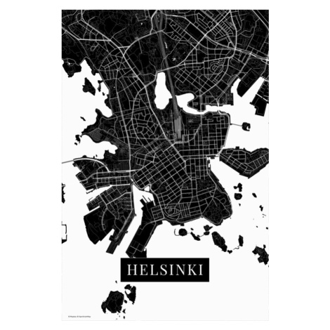 Mapa Helsinki black, 26.7 × 40 cm