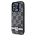 DKNY PU Leather Checkered Pattern and Stripe kryt iPhone 15 Pro Max černý