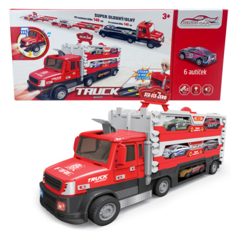 Hasičský TRUCK 2v1 se světlem a zvukem a 6 auty - 18X-S48R Sparkys